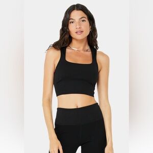 Alo Yoga Alosoft Ribbed Chic Bra Tank Black Small